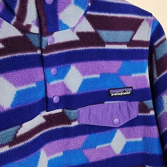 Patagonia Synchilla Guatemalan Tango Blue Purple Aztec Snap-T Pullover Small - Picture 4 of 9